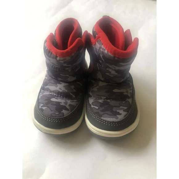 Baby Surprize by Stride Rite Aster Boots - Gray Red White Easy On Size 4M - Picture 1 of 7